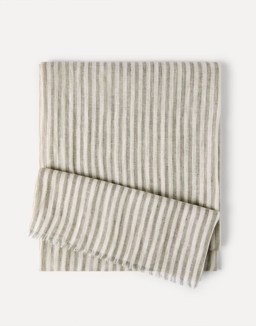 Sparkling striped linen scarf Green Woman - Brunello Cucinelli