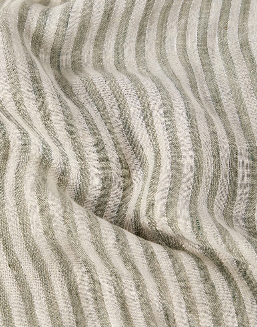Sparkling striped linen scarf Green Woman - Brunello Cucinelli