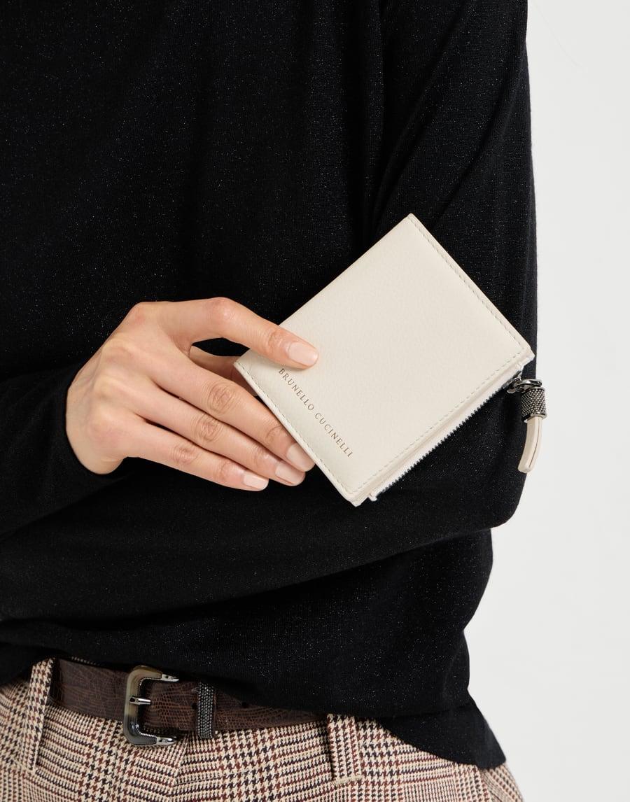Compact Calfskin wallet Ivory Woman - Brunello Cucinelli