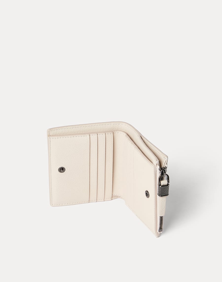 Compact Calfskin wallet Ivory Woman - Brunello Cucinelli