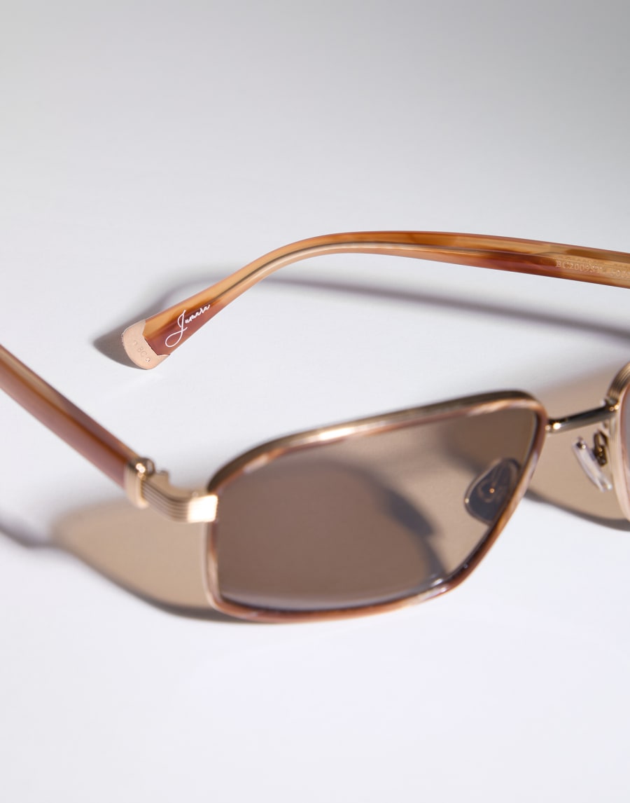 Sonnenbrille Jarama aus Titan Gold / Havana-Honig Brillen - Brunello Cucinelli