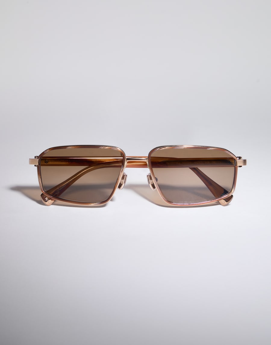 Sonnenbrille Jarama aus Titan Gold / Havana-Honig Brillen - Brunello Cucinelli