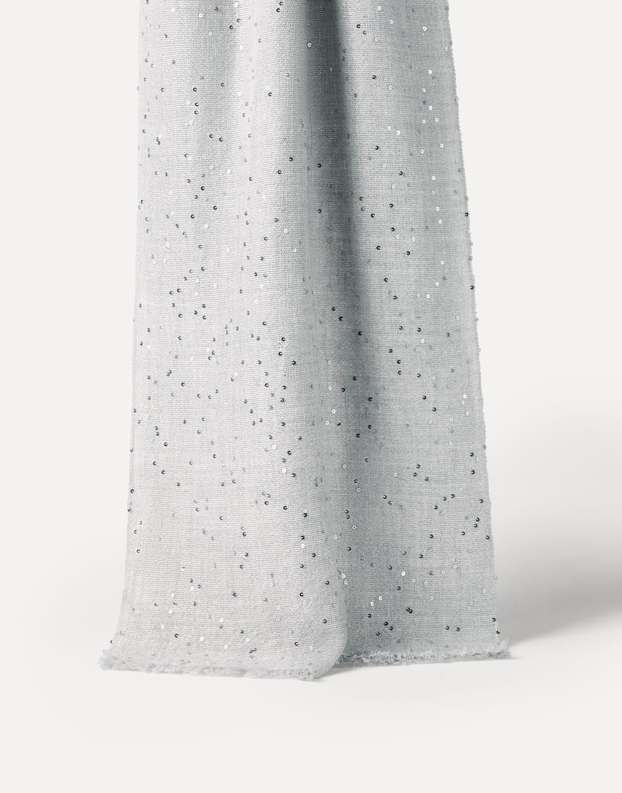 Cashmere and silk Diamond yarn scarf Fog Woman - Brunello Cucinelli