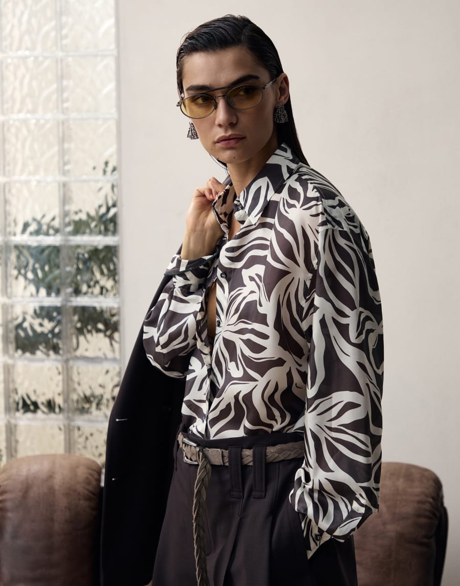 Occhiale da sole in titanio e corno Grigio Opaco Occhiali - Brunello Cucinelli