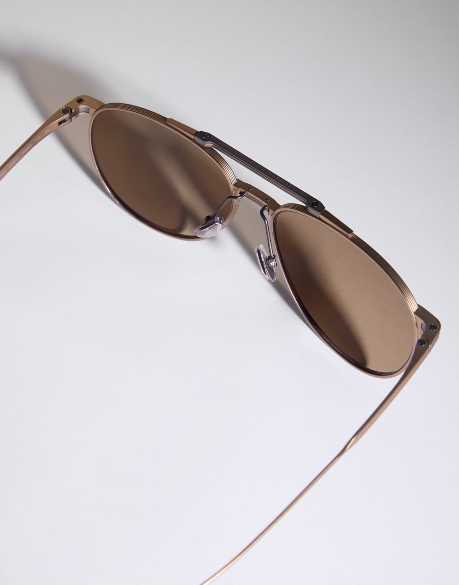 Pilotenbrille aus Titan Antikgold Brillen - Brunello Cucinelli