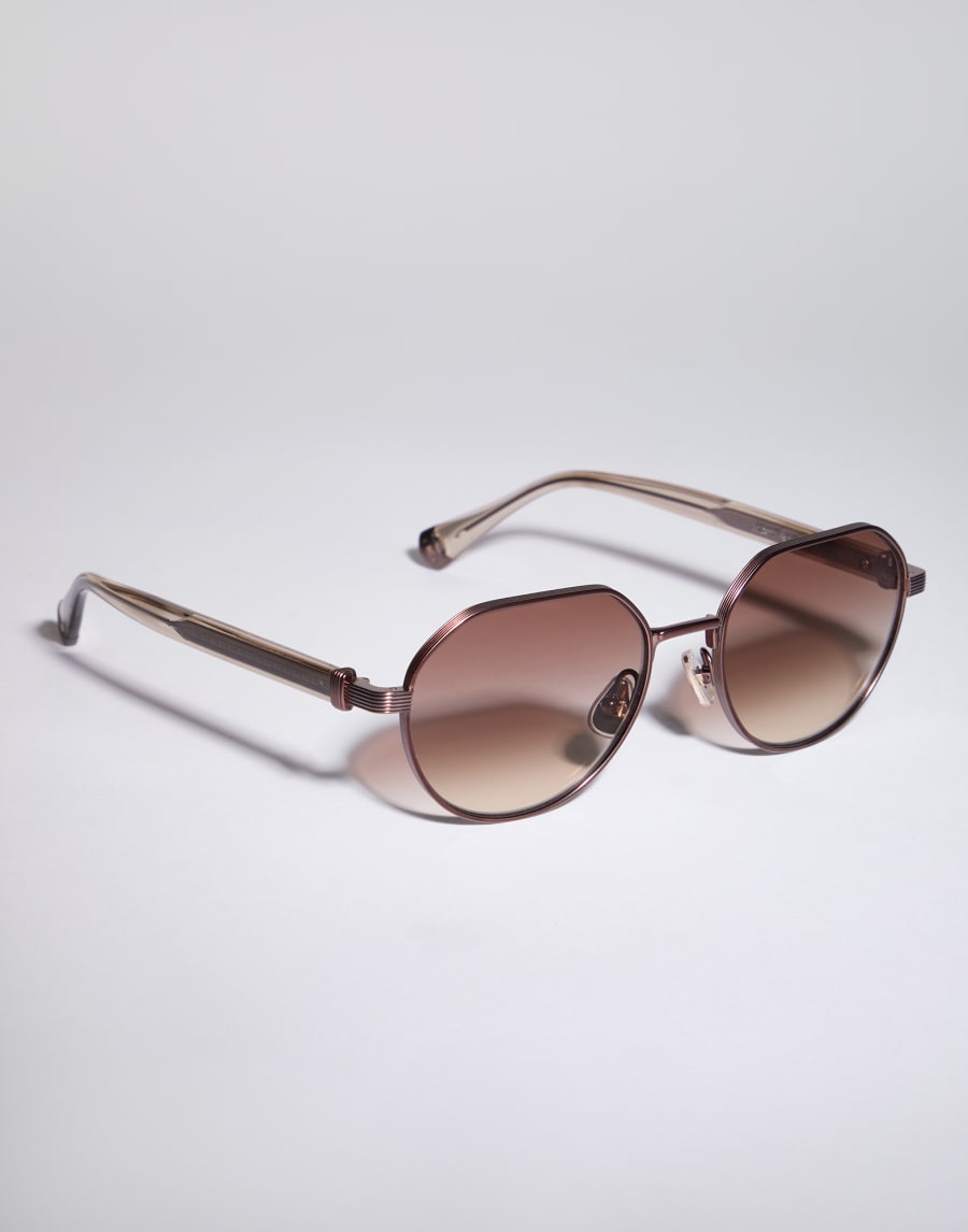 Geometrische Brille aus Titan Roségold Brillen - Brunello Cucinelli
