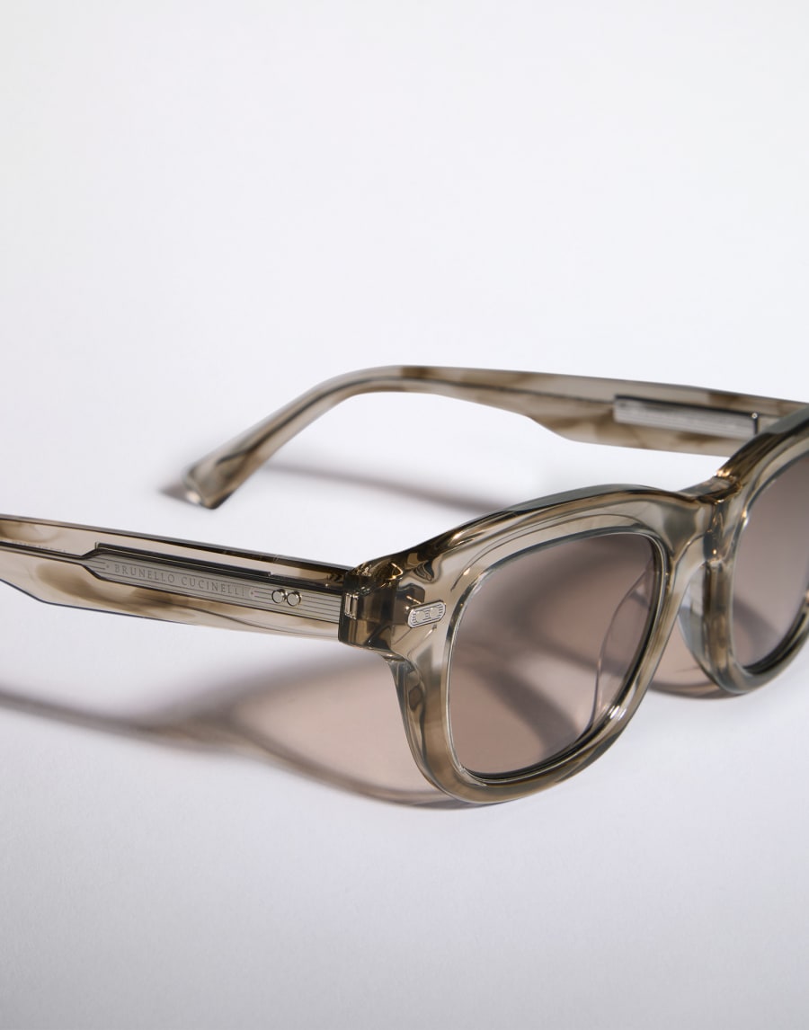 Quadratische Azetatbrille Taupe Smoke Brillen - Brunello Cucinelli