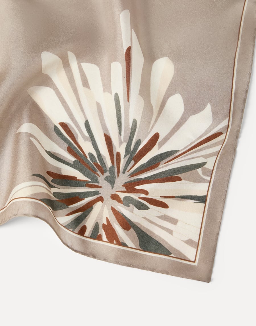 Bloom print pongee foulard Beige Woman - Brunello Cucinelli