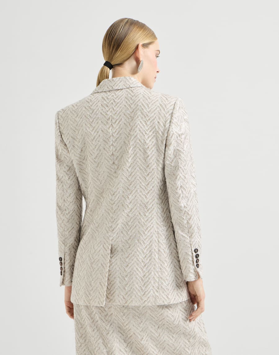 Dazzling chevron embroidery blazer Beige Woman - Brunello Cucinelli