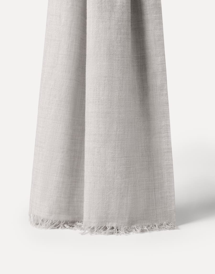 Écharpe en cachemire et soie Gris Clair Femme - Brunello Cucinelli