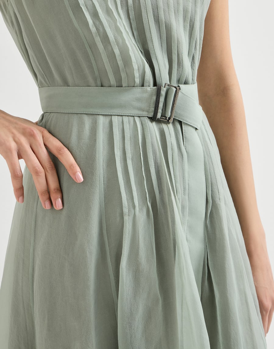 モニーレ付き クリスピーシルク ドレス ミント レディース - Brunello Cucinelli