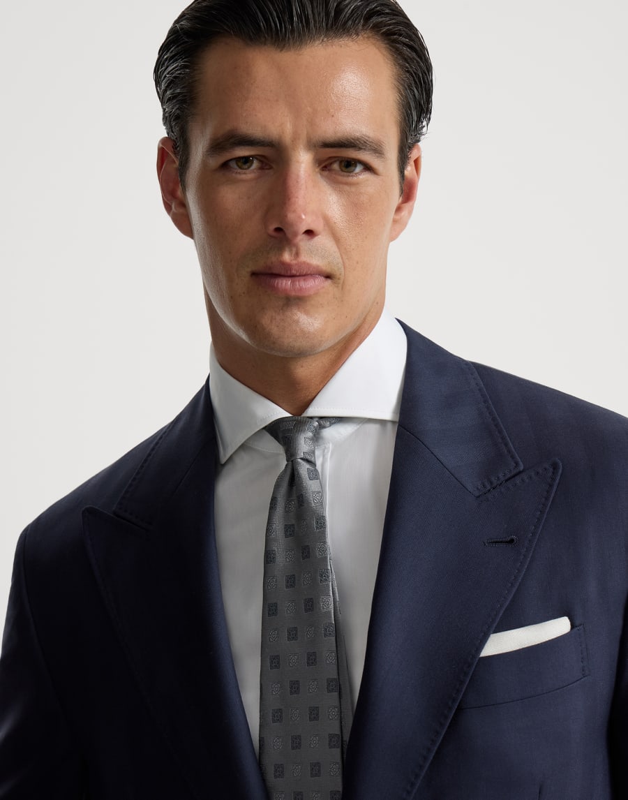 Silk tie with squares pattern Grey Man - Brunello Cucinelli