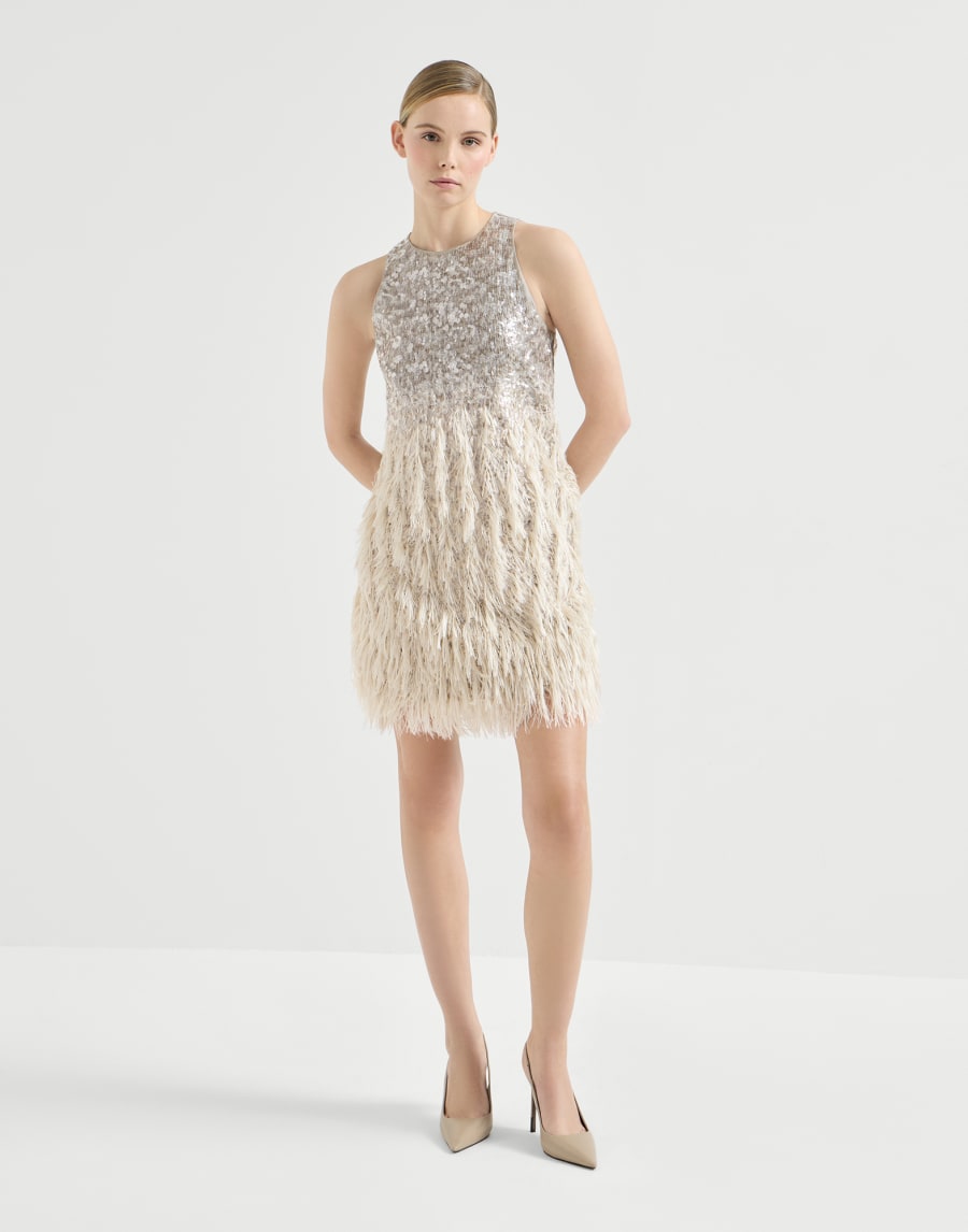 Vestido Mini Dazzling Dégradé Gris Mujer - Brunello Cucinelli