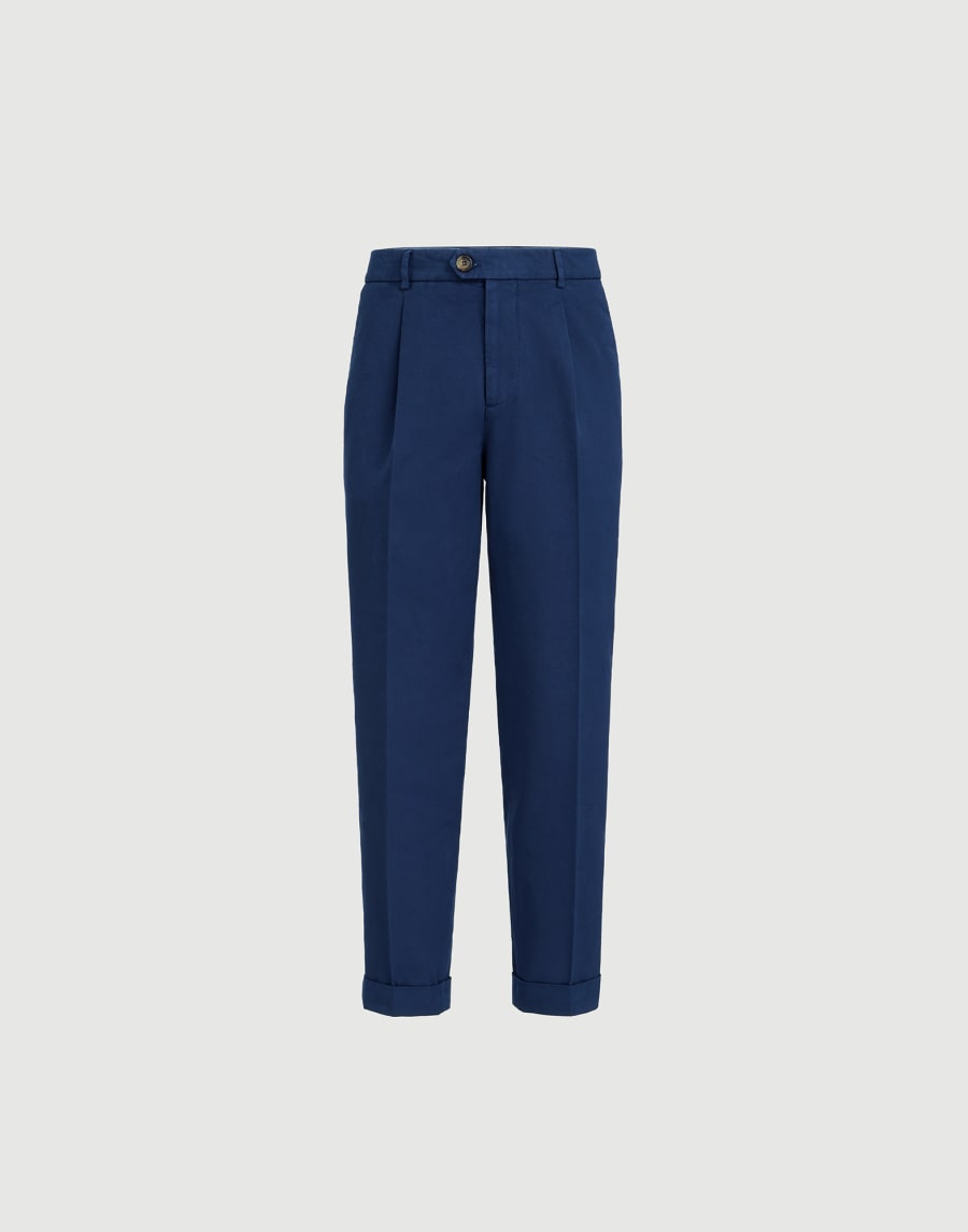 Gabardine garment dyed trousers Blue Man - Brunello Cucinelli