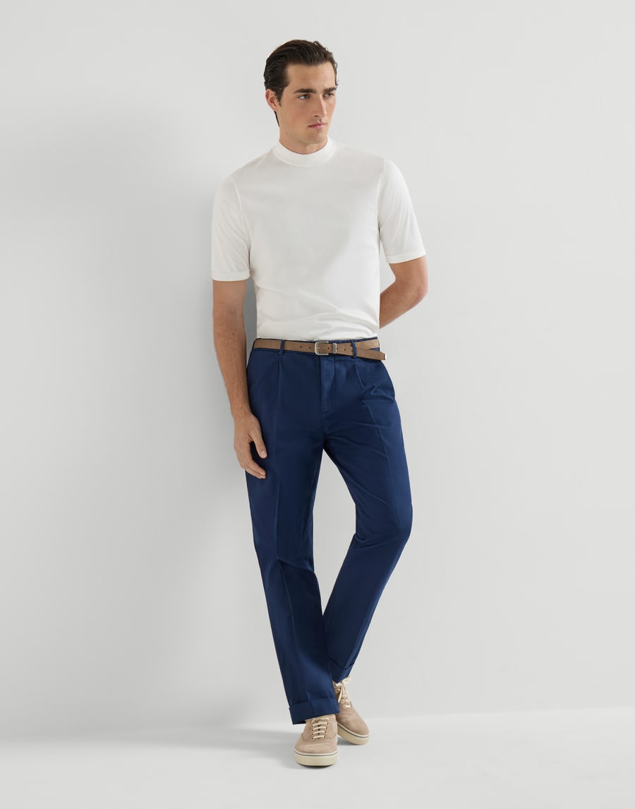 Gabardine garment dyed trousers Blue Man - Brunello Cucinelli