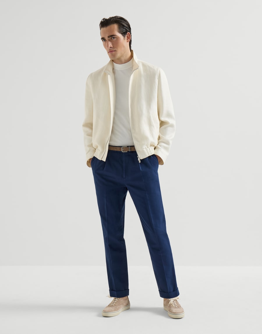 Gabardine garment dyed trousers Blue Man - Brunello Cucinelli