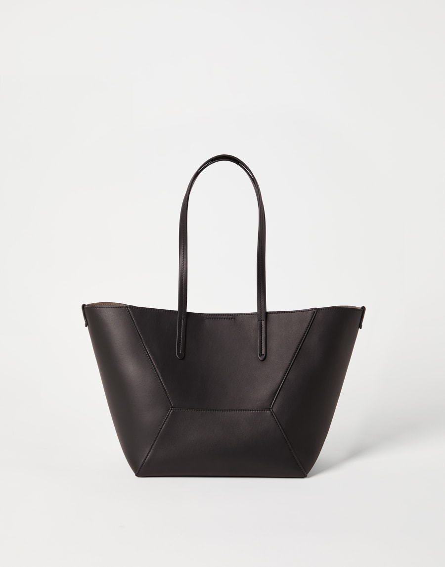 Calfskin small BC Duo bag Pine Cone Brown Woman - Brunello Cucinelli