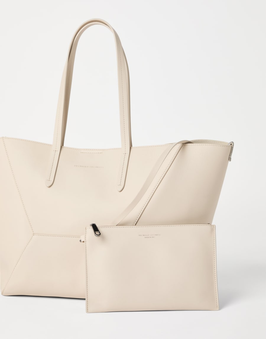 Calfskin BC Duo bag Ivory Woman - Brunello Cucinelli