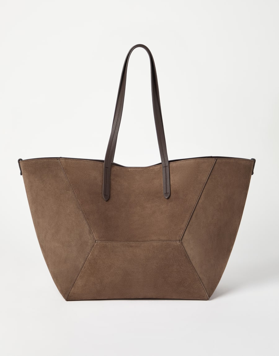 Suede large BC Duo bag Bark Woman - Brunello Cucinelli