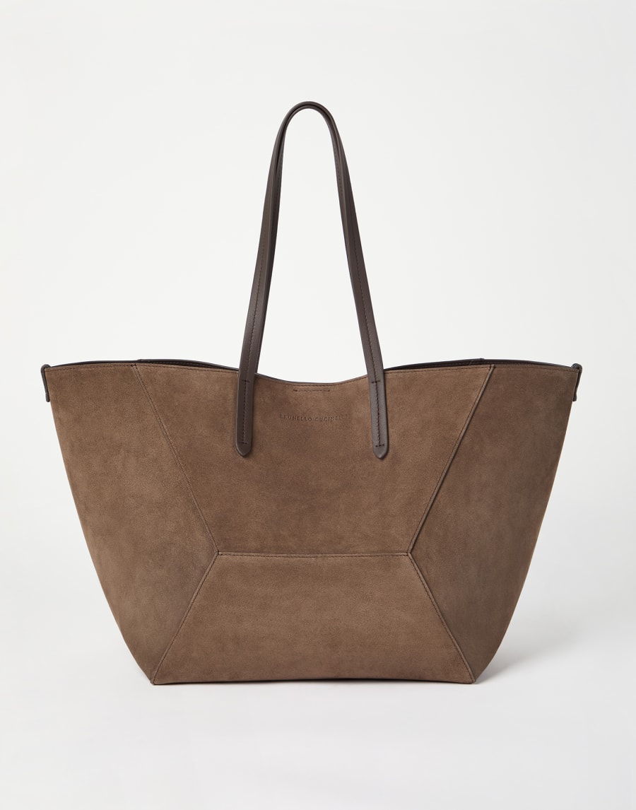 Suede large BC Duo bag Bark Woman - Brunello Cucinelli