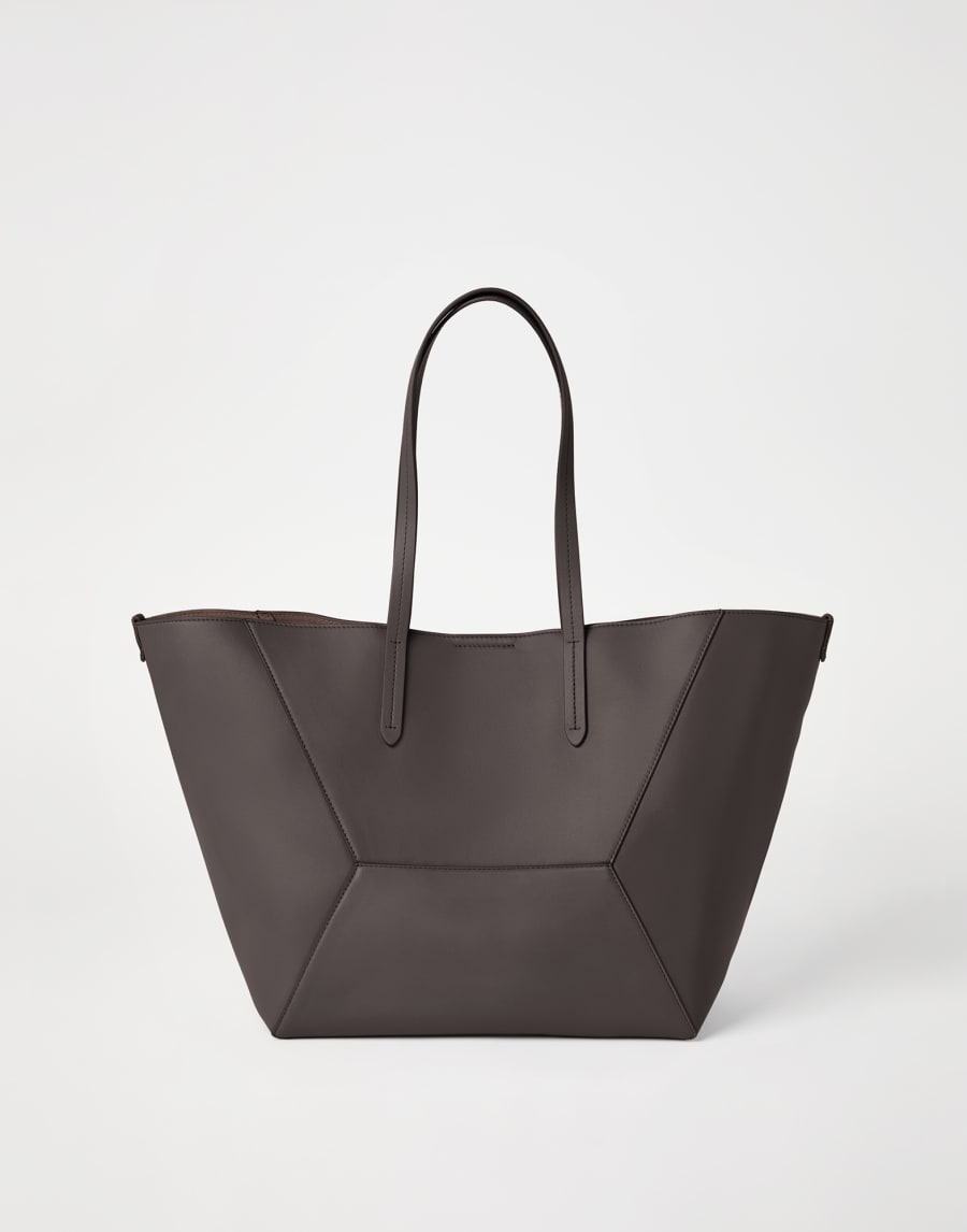 Calfskin BC Duo bag Pine Cone Brown Woman - Brunello Cucinelli