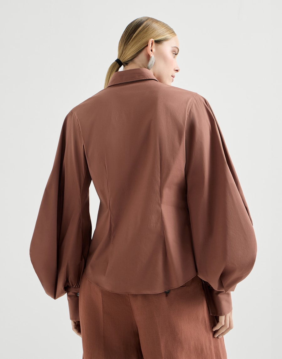 Chemise en popeline extensible Rouge Brique Femme - Brunello Cucinelli