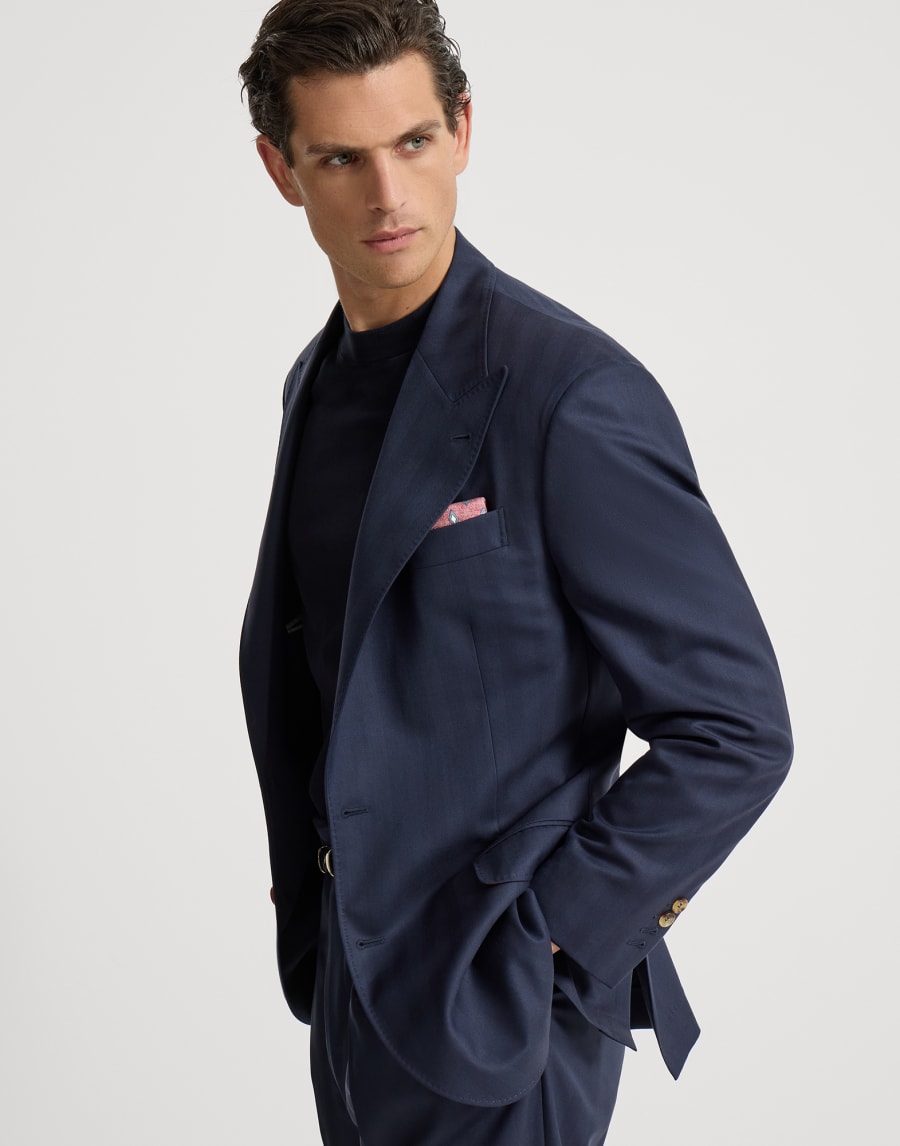 Chevron blazer Navy Blue Man - Brunello Cucinelli