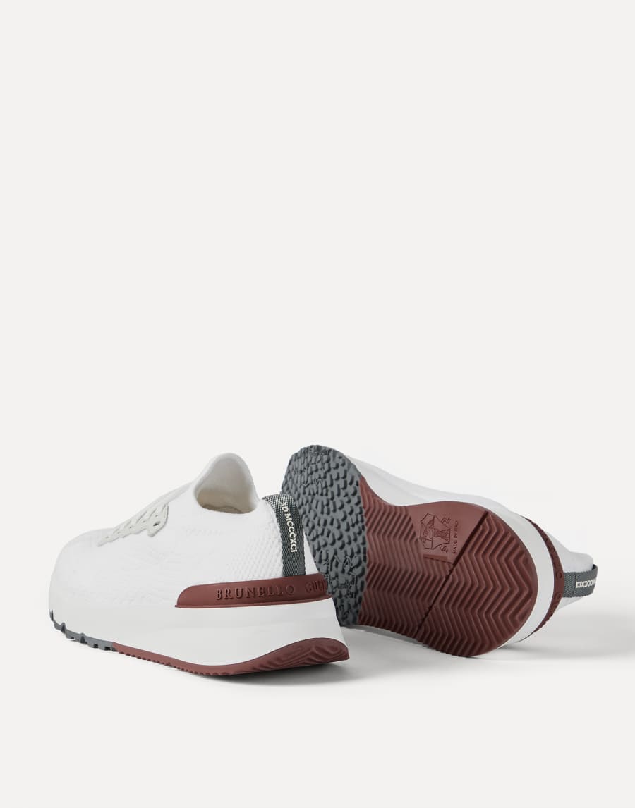 Cotton and calfskin runners White Man - Brunello Cucinelli