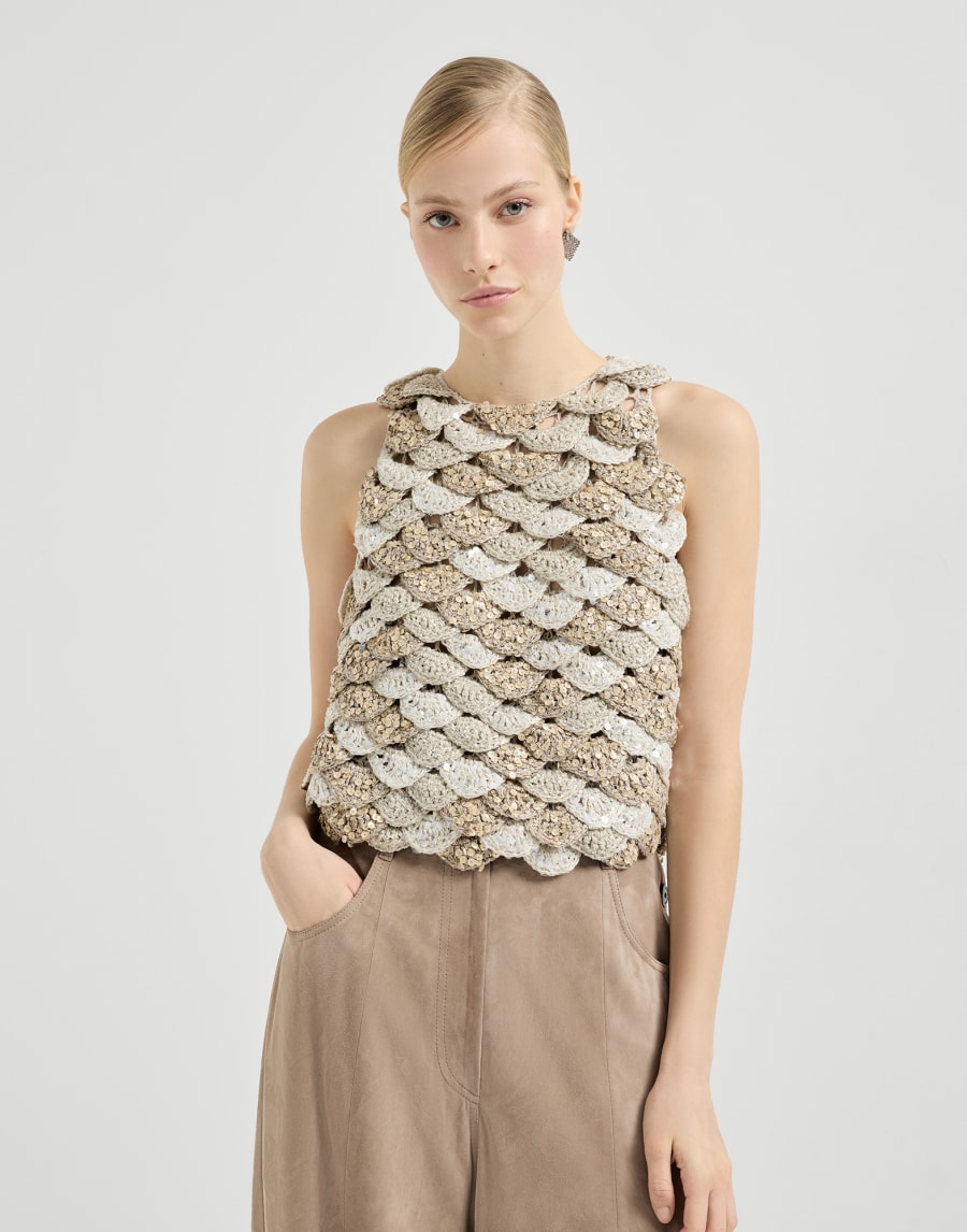 Dazzling Shell OPERA top Light Grey Woman - Brunello Cucinelli