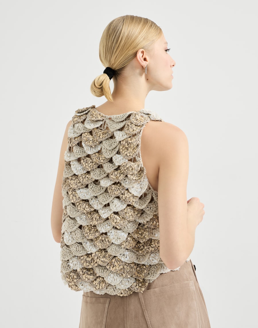 Dazzling Shell OPERA top Light Grey Woman - Brunello Cucinelli