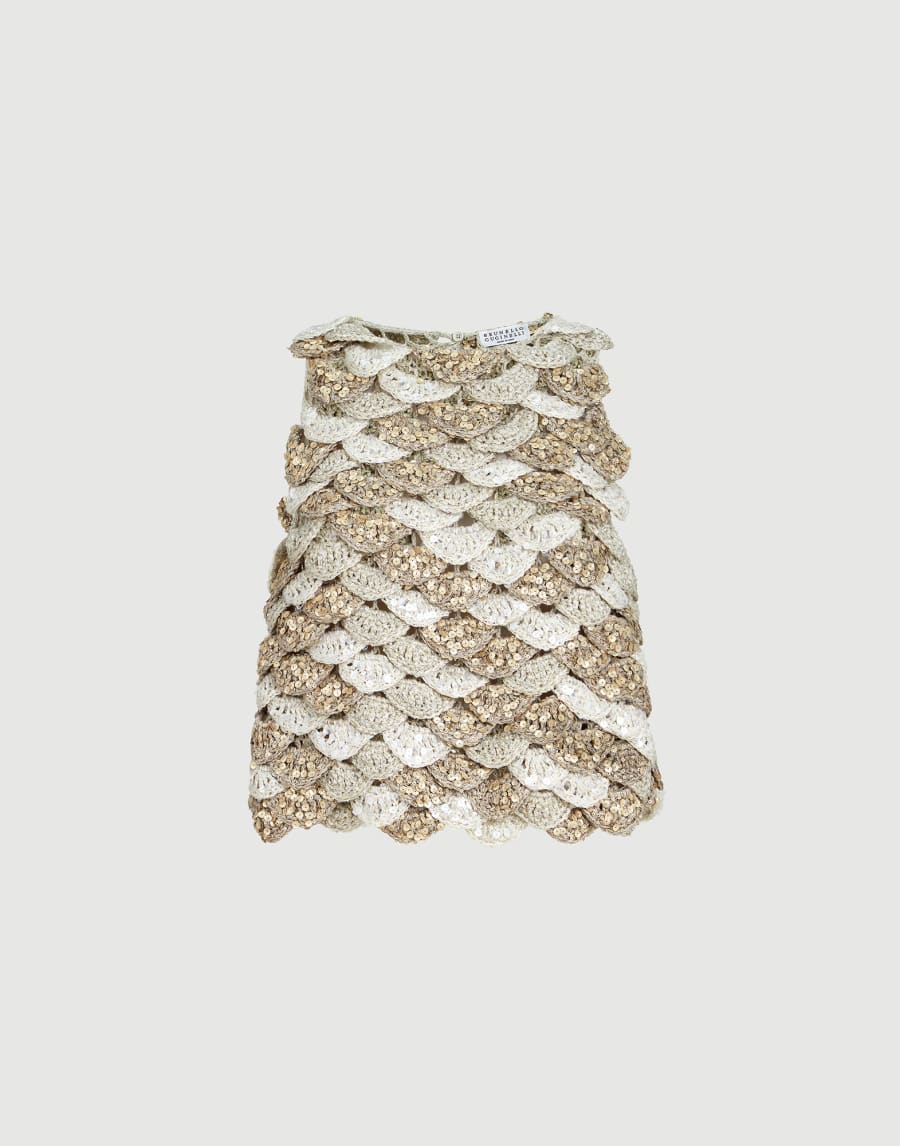 Dazzling Shell OPERA top Light Grey Woman - Brunello Cucinelli