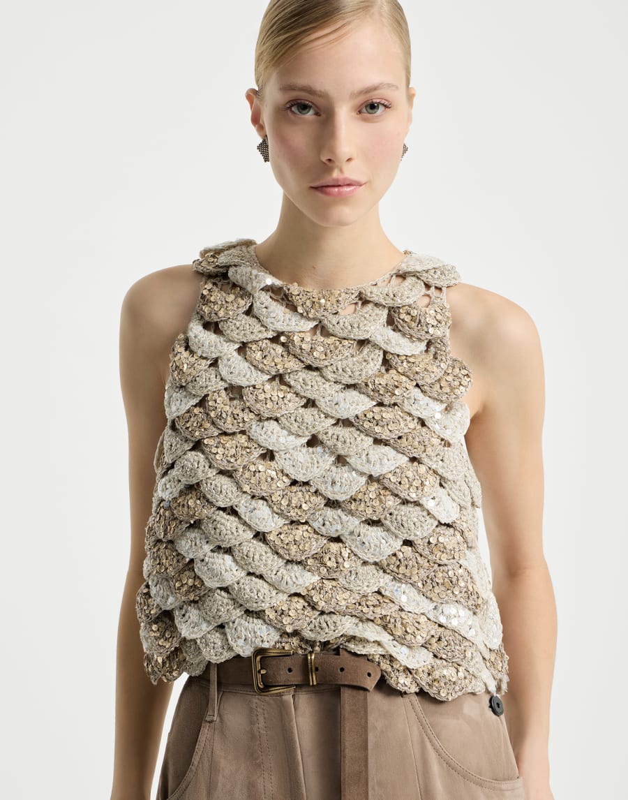 Dazzling Shell OPERA top Light Grey Woman - Brunello Cucinelli