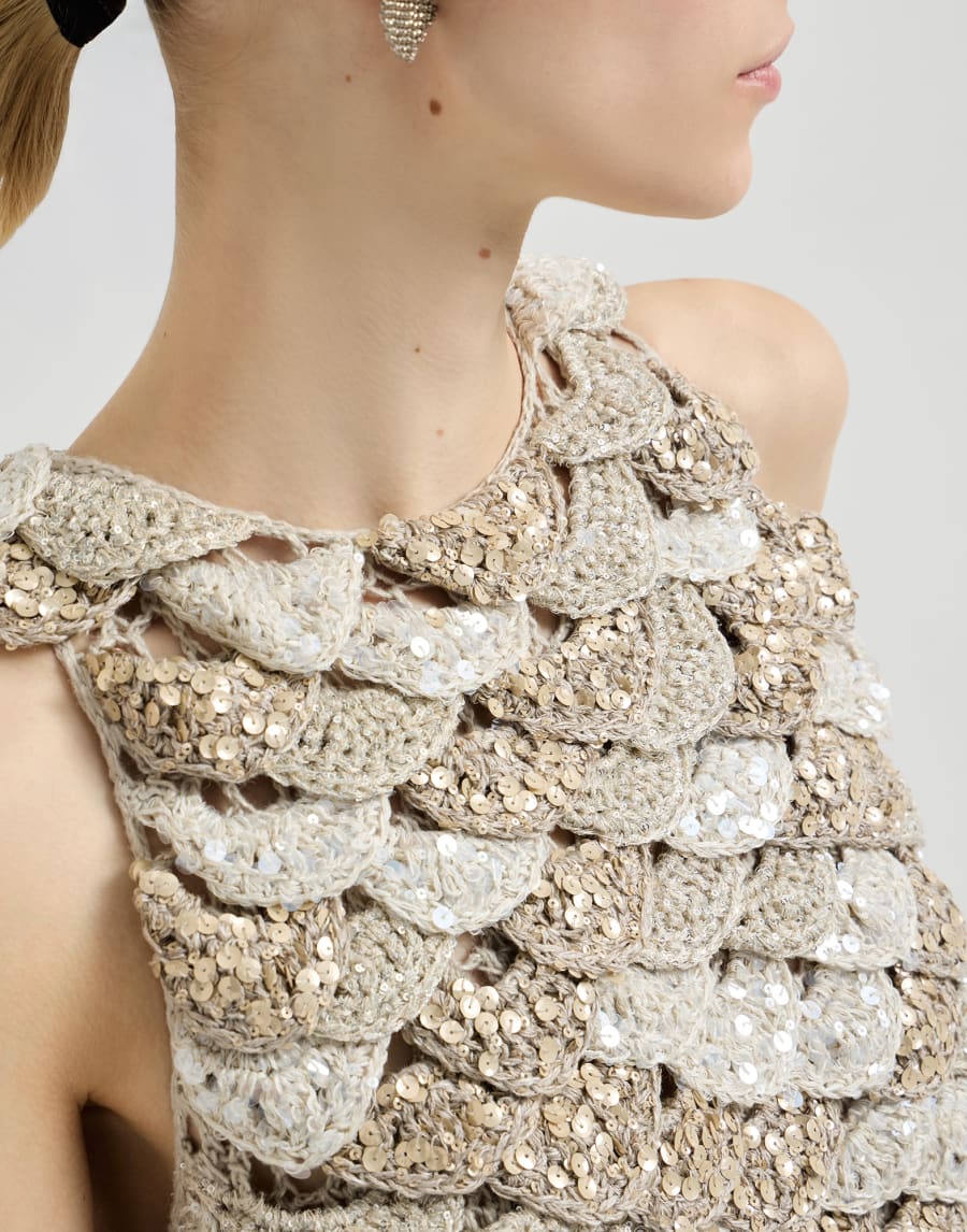 Dazzling Shell OPERA top Light Grey Woman - Brunello Cucinelli