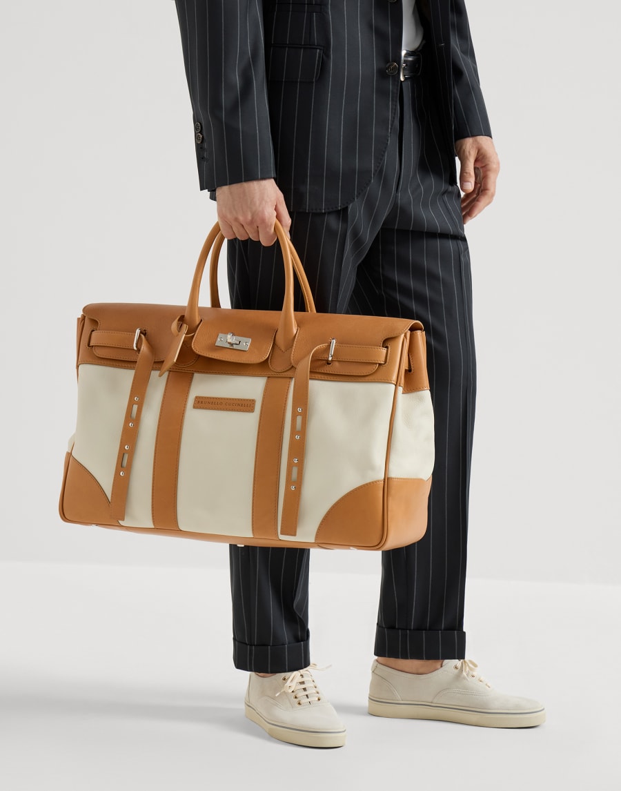 Sac en cuir de veau et vachette Ivoire Homme - Brunello Cucinelli