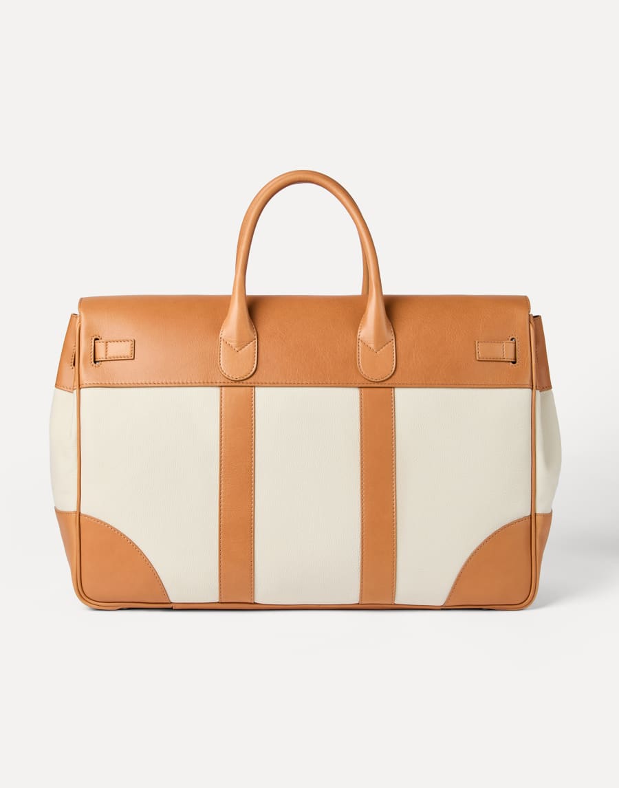 Sac en cuir de veau et vachette Ivoire Homme - Brunello Cucinelli