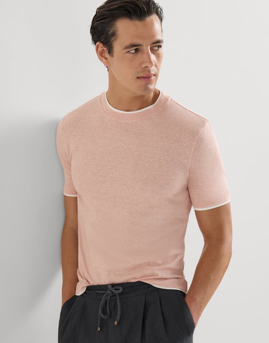 T-shirt with faux-layering Apricot Man - Brunello Cucinelli