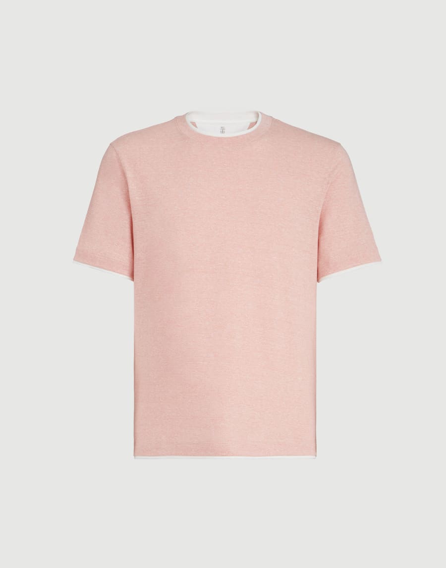T-shirt with faux-layering Apricot Man - Brunello Cucinelli