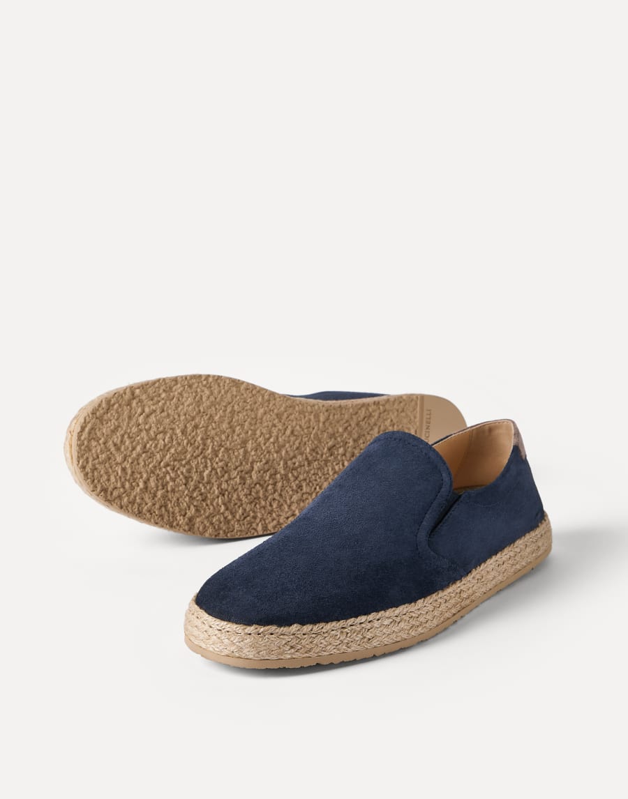 Suede slip-ons with rope insert Blue Man - Brunello Cucinelli