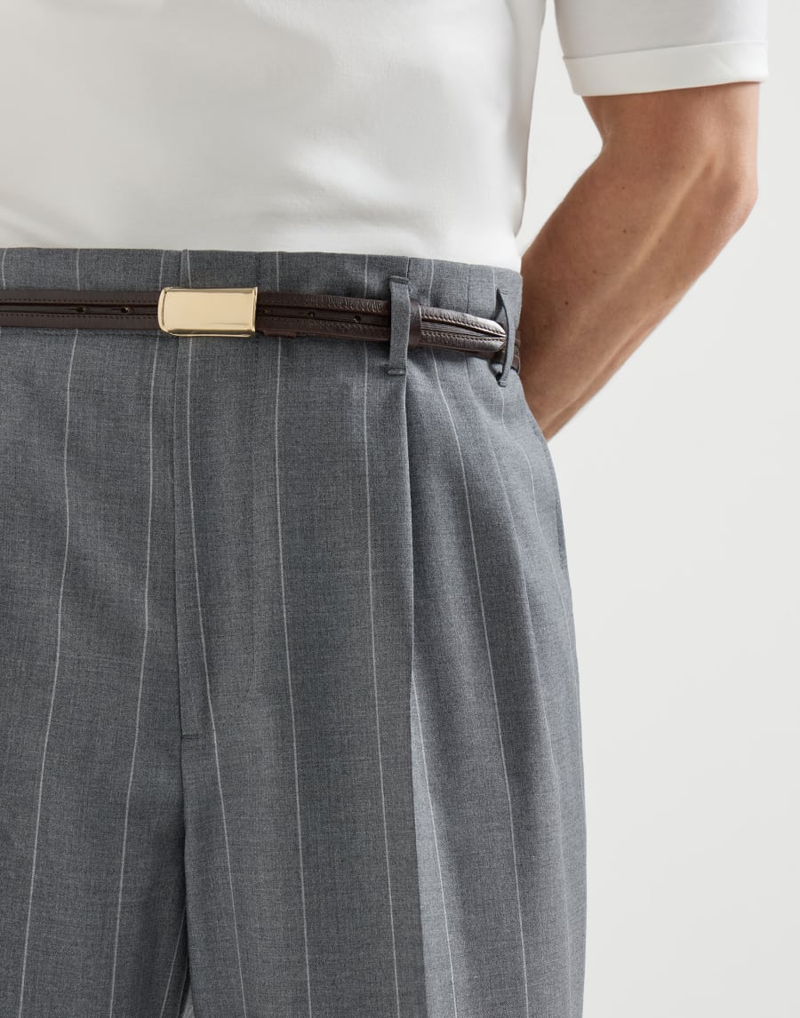 Chalk stripe trousers Medium Grey Man - Brunello Cucinelli
