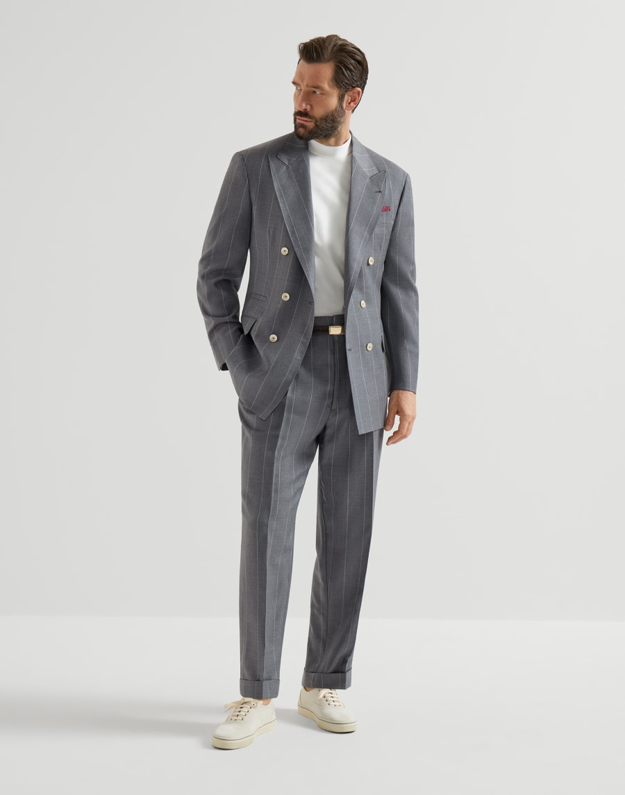 Chalk stripe trousers Medium Grey Man - Brunello Cucinelli