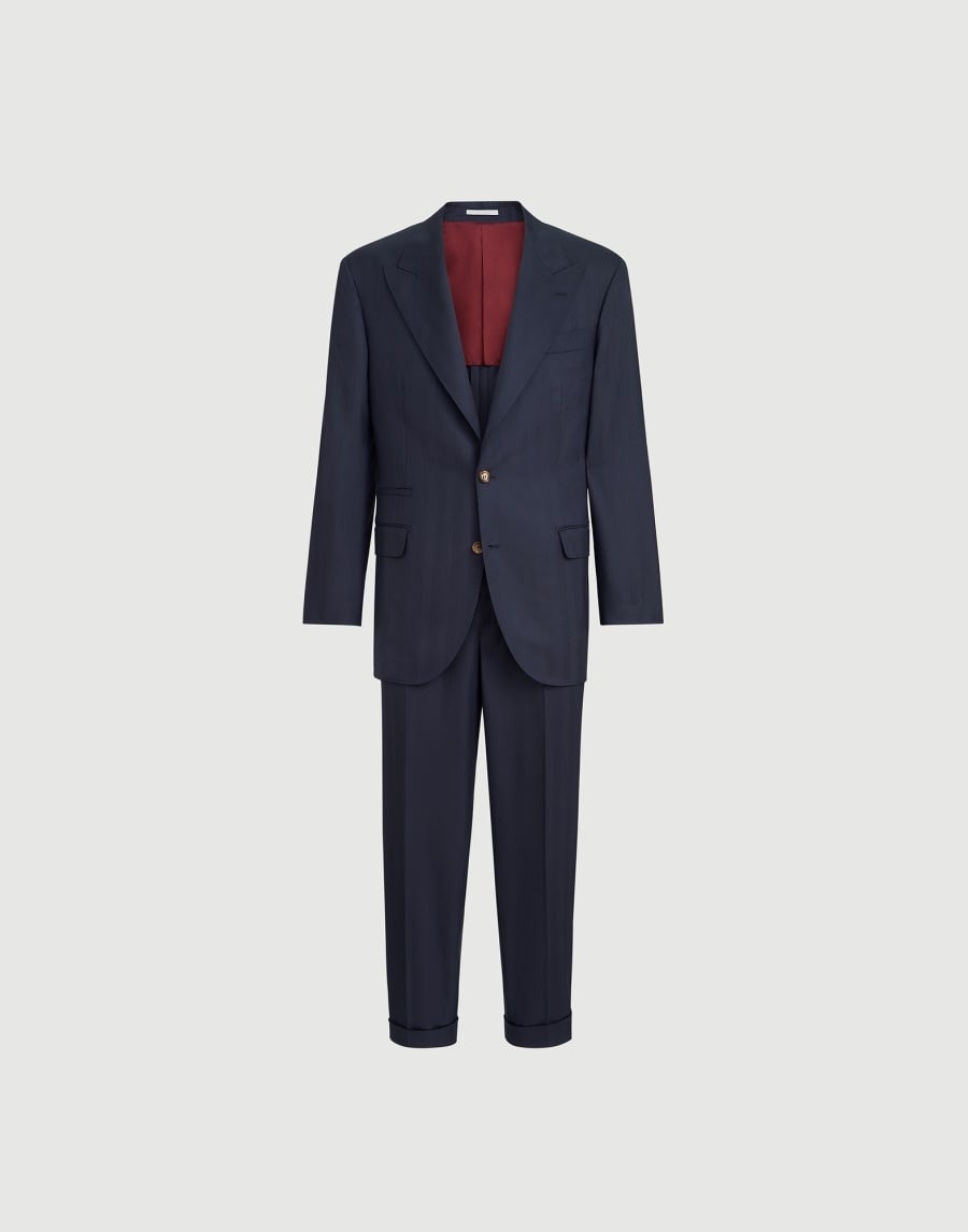 鱼骨纹花纹西装套装 海军蓝 男款 - Brunello Cucinelli