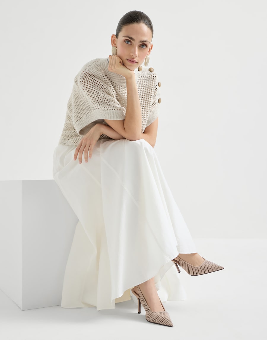 ネットカーフスキン オープンハイヒール ライトベージュ レディース - Brunello Cucinelli