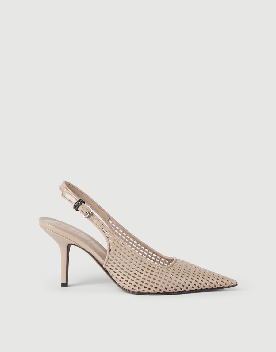 ネットカーフスキン オープンハイヒール ライトベージュ レディース - Brunello Cucinelli