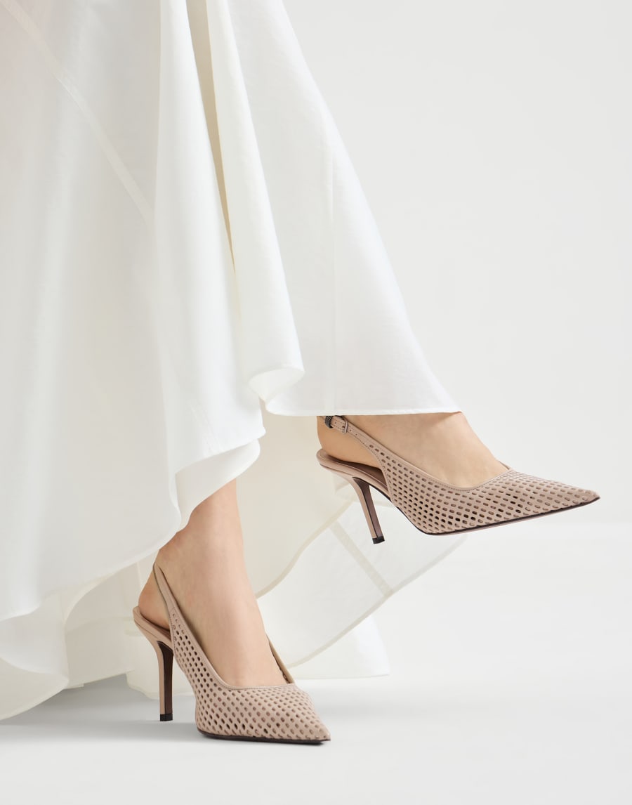 ネットカーフスキン オープンハイヒール ライトベージュ レディース - Brunello Cucinelli