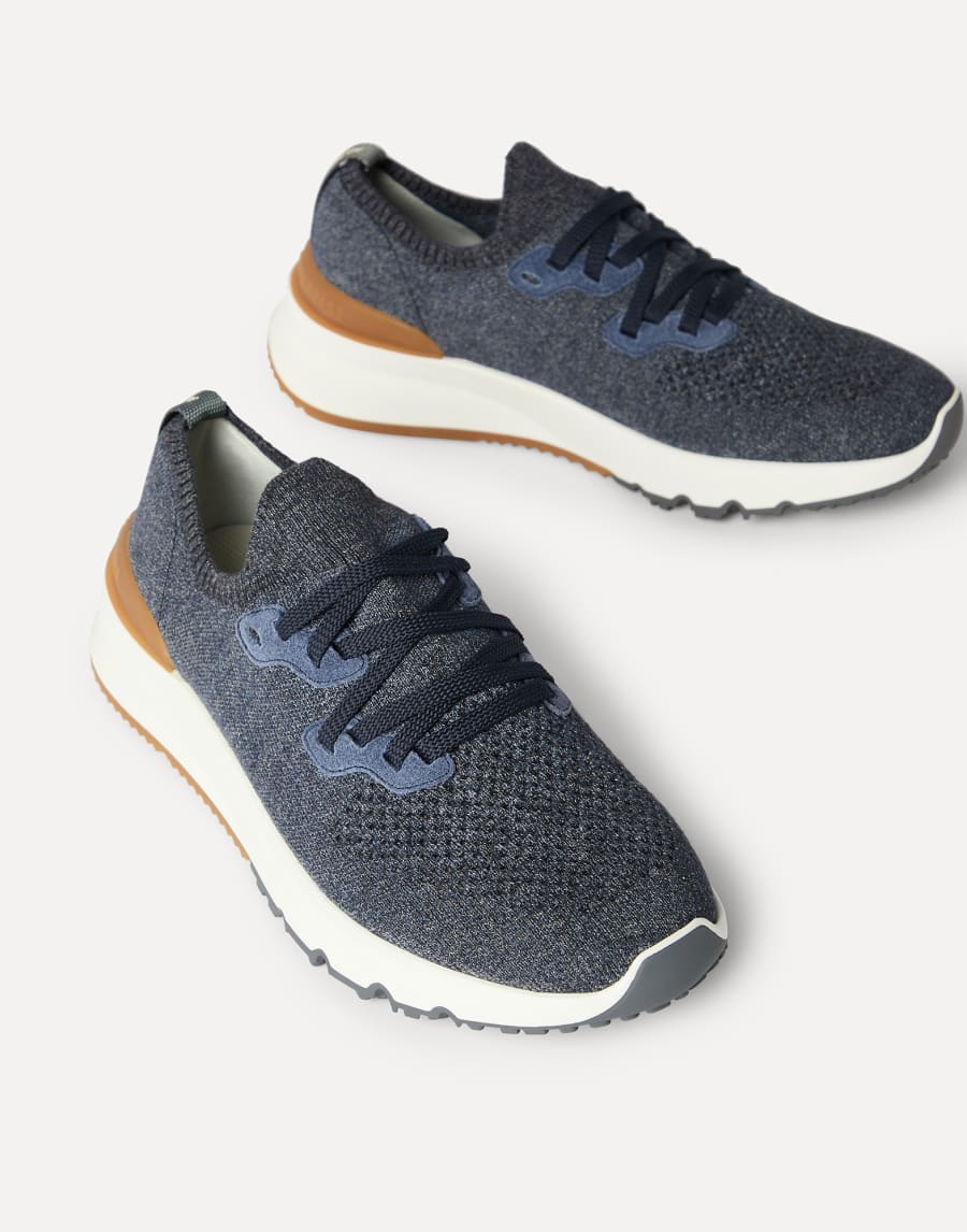 Cotton chiné knit runners Azure Man - Brunello Cucinelli
