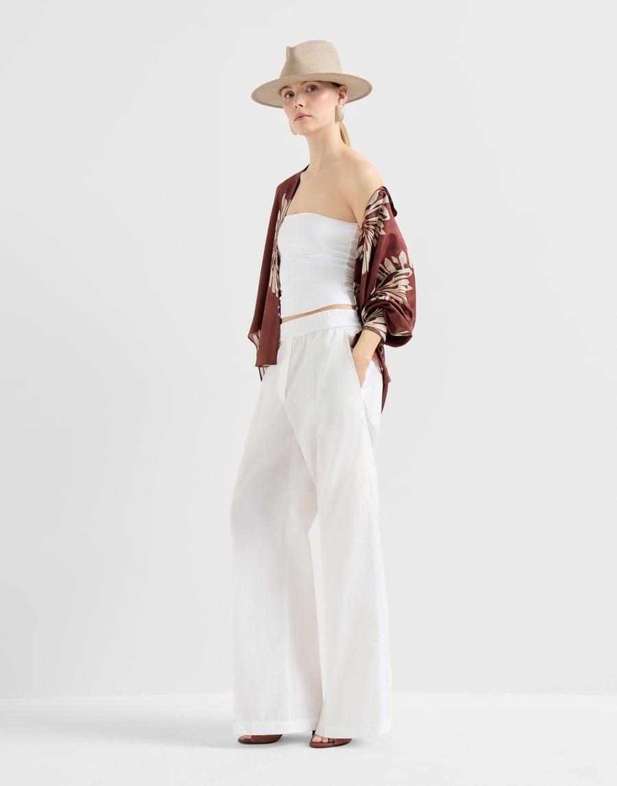 Pantalón Loose Track Blanco Mujer - Brunello Cucinelli