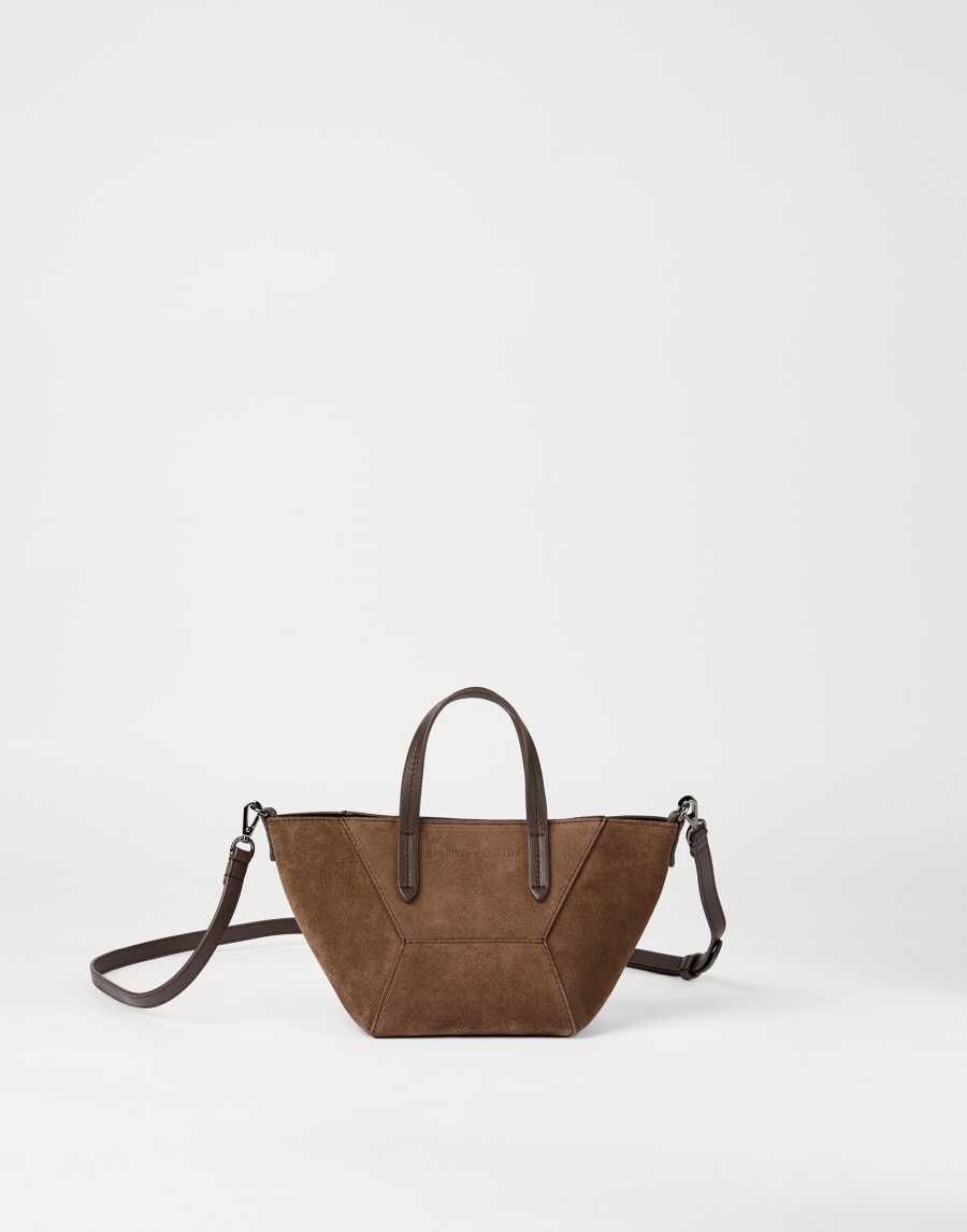 Suede mini BC Duo bag Bark Woman - Brunello Cucinelli