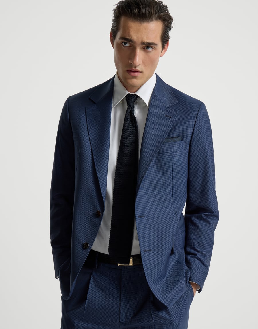 Houndstooth blazer Navy Blue Man - Brunello Cucinelli