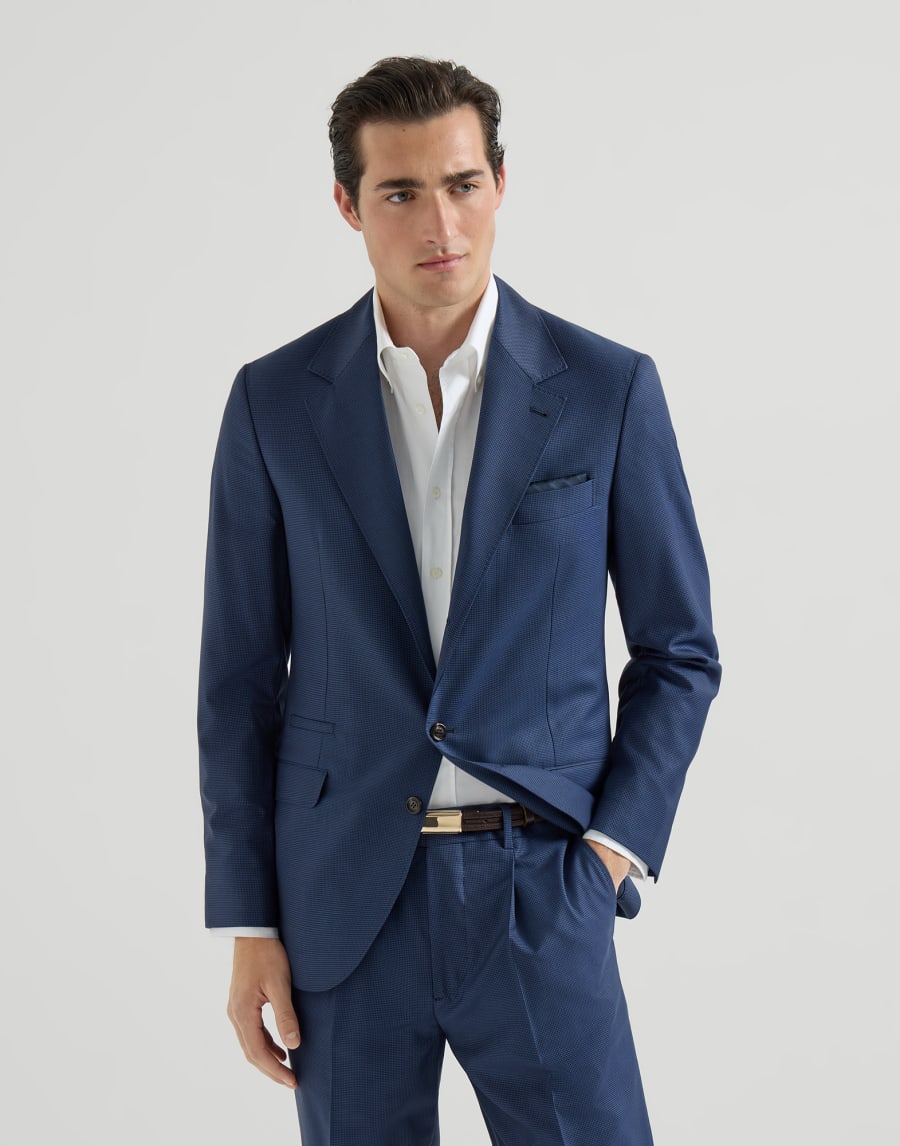 Houndstooth blazer Navy Blue Man - Brunello Cucinelli