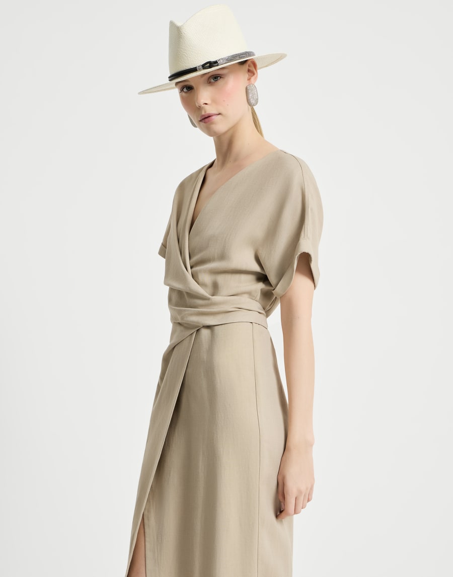 Vestido Wrap-Effect Beige Mujer - Brunello Cucinelli